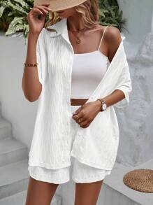 Breezaya Solid Drop Shoulder Shirt & Shorts