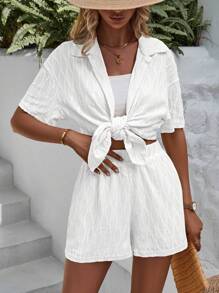 Breezaya Solid Drop Shoulder Shirt & Shorts