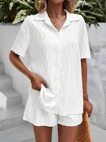 Breezaya Solid Drop Shoulder Shirt & Shorts