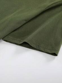 ROMWE MEN Street Life 男士骷髏&標語圖案T恤 - 綠色 - 查看 4