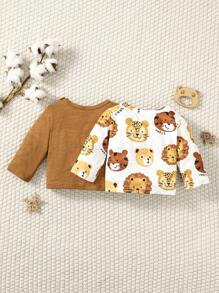 SHEIN 男嬰2入組卡通圖案T恤 - 彩色 - 查看 2