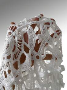 鏤空前繫帶和服罩衫不附比基尼 - 白色 - 查看 6