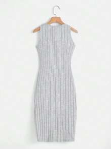SHEIN EZwear 高衩條紋針織背心連衣裙 - 淺灰色 - 查看 2