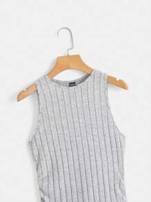 SHEIN EZwear 高衩條紋針織背心連衣裙 - 淺灰色 - 查看 3