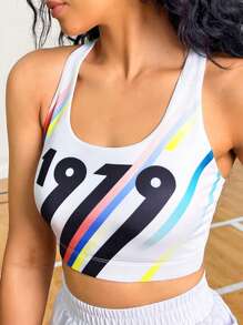Yoga Trendy Number Print Sports Bra - Multicolor - View 4