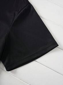 INAWLY Plus 向日葵和心形印花 T 恤，夏季 - 黑色 - 查看 4