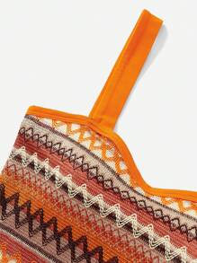 SHEIN VCAY Geo Pattern Contrasting Wide Straps Top & Shorts Two-Piece Set - Multicolor - View 5