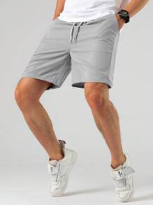 Manfinity Homme Nam Eo dây rút Quần short - Xám - Xem 1