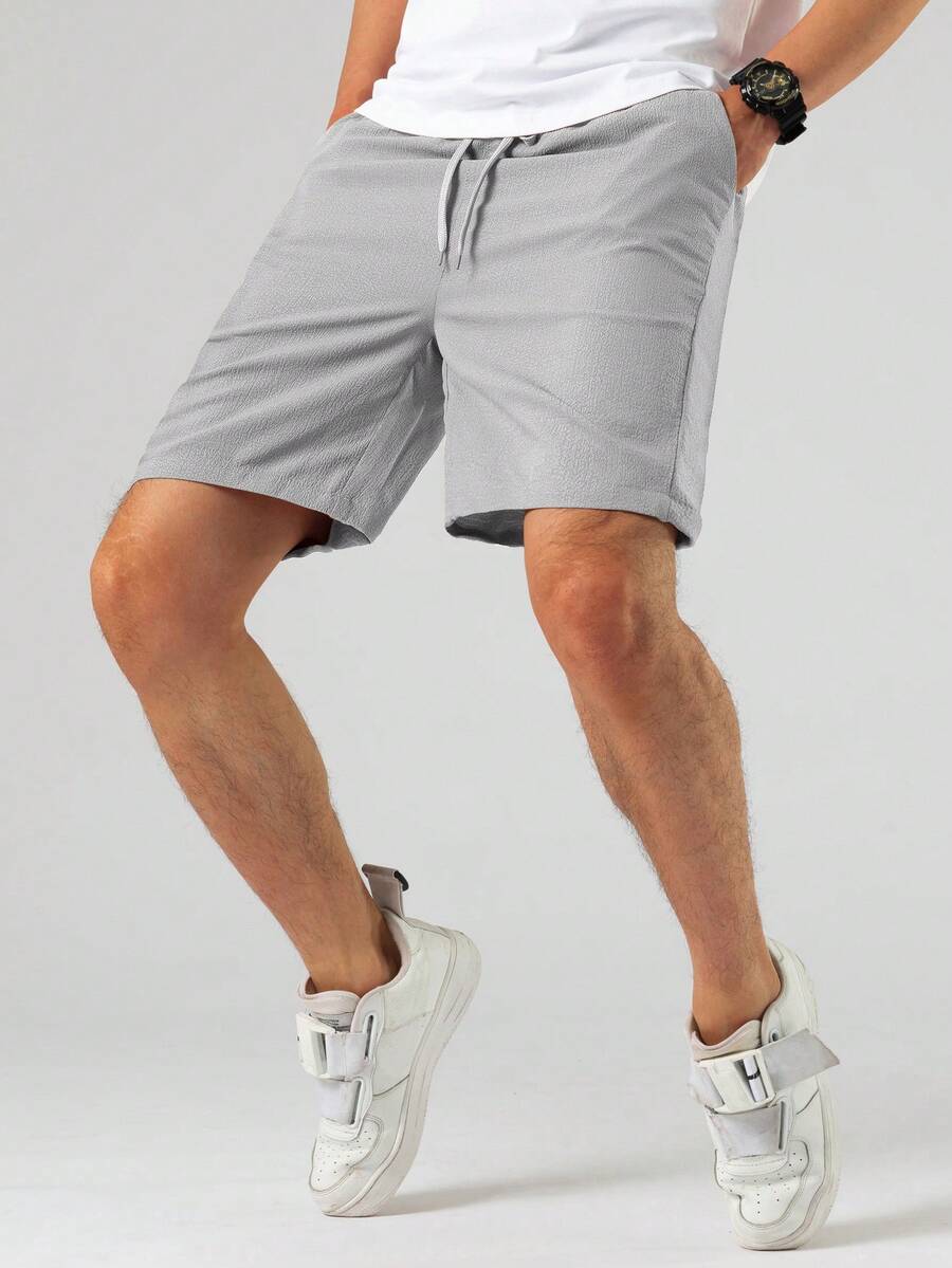 Manfinity Homme Nam Eo dây rút Quần short - Xám - Xem 1