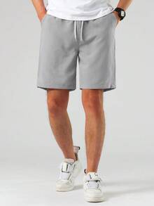 Manfinity Homme Nam Eo dây rút Quần short - Xám - Xem 3