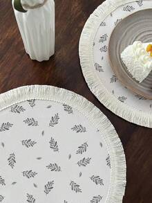1入組樹葉圖案圓形桌墊 - 彩色 - 查看 3