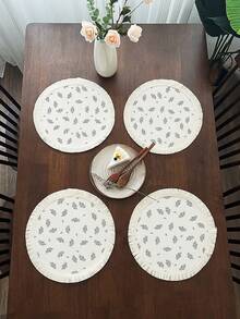 1入組樹葉圖案圓形桌墊 - 彩色 - 查看 6