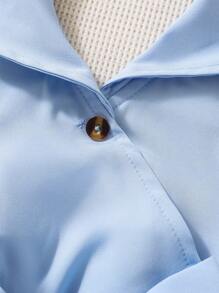 SHEIN Young Girl Pleated Hem Belted Halter Dress Dress Young Girl Blueblue Dress For Young Girl>Cutegirls Dresses Bluegirls Dress Bluebaby Blue Young Girl Dress - Baby Blue - View 7