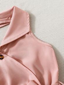 SHEIN Vestido halter niña joven bajo fruncido con cinturón