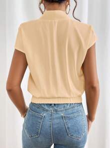 SHEIN Privé Solid Batwing Sleeve Blouse - Apricot - View 2