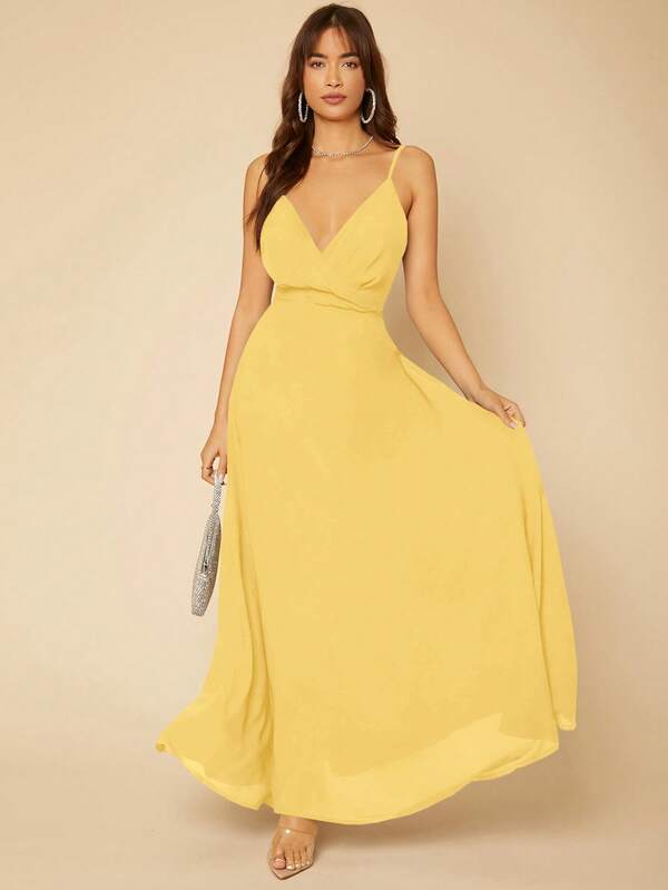 SHEIN Tall Solid Wrap Detail Cami Dress SHEIN USA