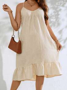 Breezaya Talla grande Vestido de tirantes bajo con fruncido