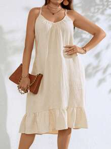 Breezaya Talla grande Vestido de tirantes bajo con fruncido