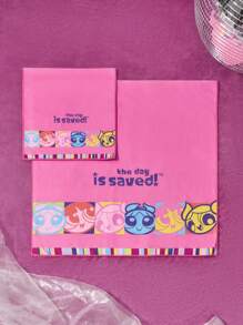 THE POWERPUFF GIRLS X SHEIN 1pc Cartoon Girl Print Bath Towel - Pink - View 1