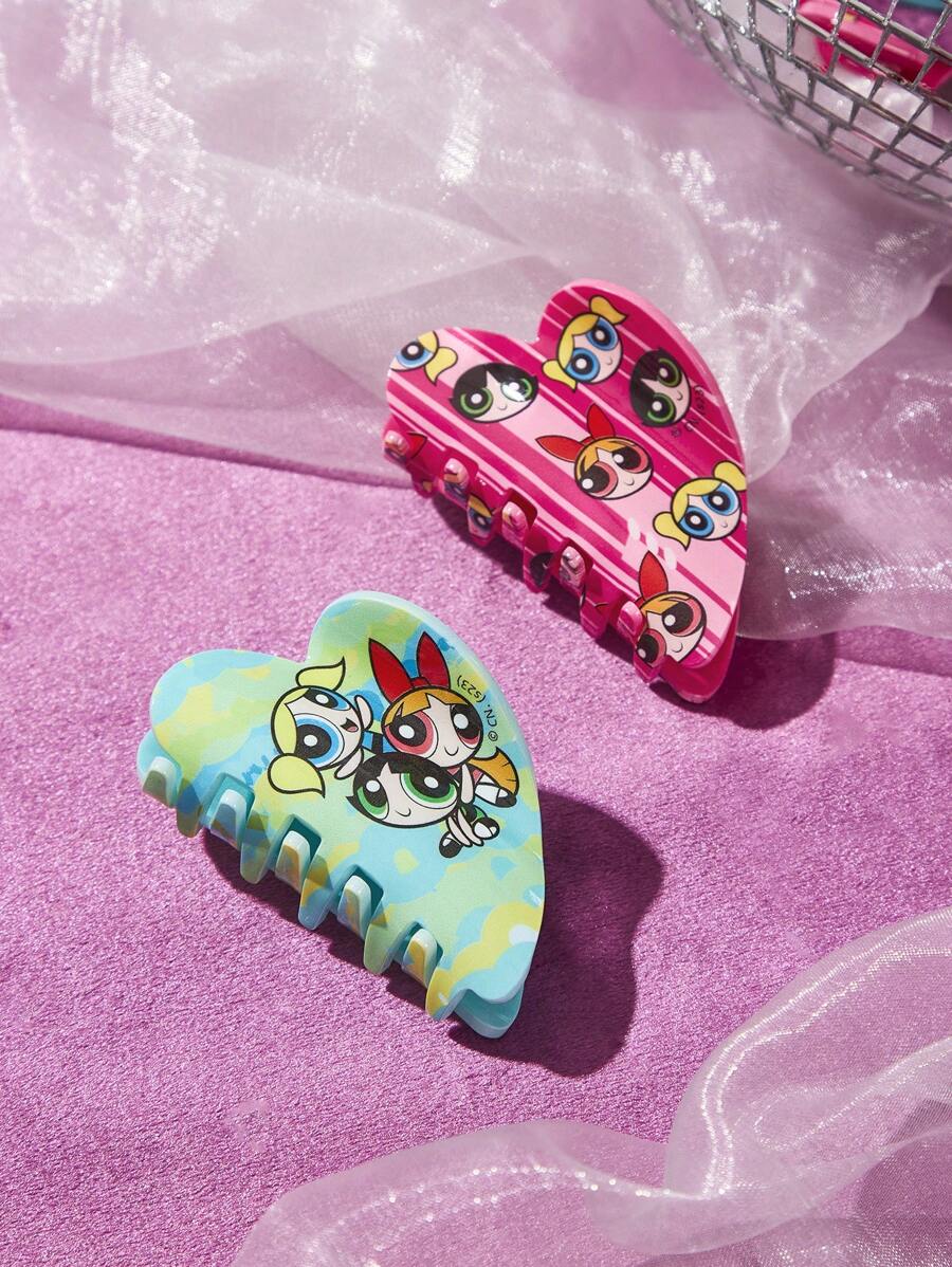 THE POWERPUFF GIRLS X SHEIN 1 件黑金死亡圣器花朵、泡泡、毛茛图案爪夹，礼物发爪发夹发夹发夹发夹发夹 - 彩色 - 查看 1