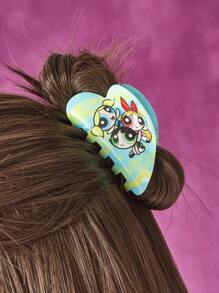 THE POWERPUFF GIRLS X SHEIN 1 件黑金死亡圣器花朵、泡泡、毛茛图案爪夹，礼物发爪发夹发夹发夹发夹发夹 - 彩色 - 查看 3