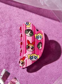 THE POWERPUFF GIRLS X SHEIN 1 件黑金死亡圣器花朵、泡泡、毛茛图案爪夹，礼物发爪发夹发夹发夹发夹发夹 - 彩色 - 查看 7