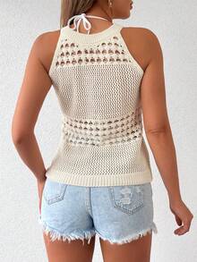 Chất rắn Dệt kim chấm bi Áo Không có áo ngực - Màu be - Xem 2