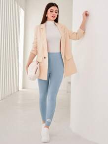 Mulvari Letter Patched Detail Leggings - Baby Blue - View 3