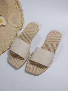 女士極簡單帶涼拖,度假涼鞋 - 米色 - 查看 4