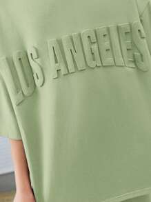 SHEIN Bộ hai mảnh Gái Đắp vá màu trơn Giải trí - Màu xanh Bạc hà - Xem 4