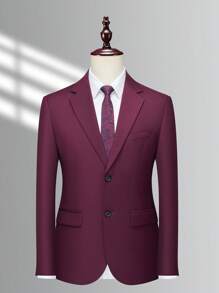 Manfinity Mode Men 1pc Lapel Neck Single Breasted Blazer - Red Violet - View 1