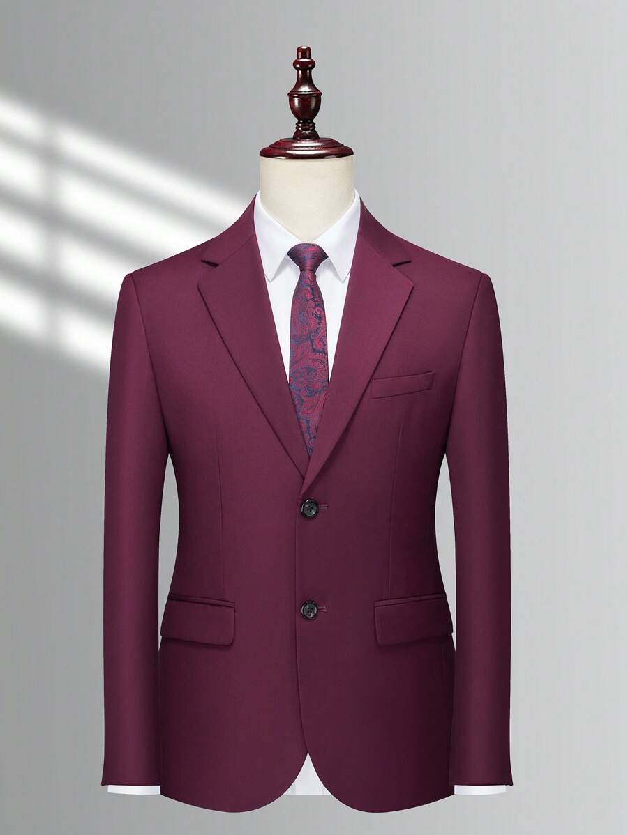 Manfinity Mode Men 1pc Lapel Neck Single Breasted Blazer - Red Violet - View 1