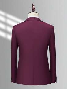 Manfinity Mode Men 1pc Lapel Neck Single Breasted Blazer - Red Violet - View 2