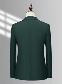 Manfinity Mode Nam 1 Miếng Cổ áo Ngực đơn Áo vest - Màu xanh lá cây đậm - Xem 2