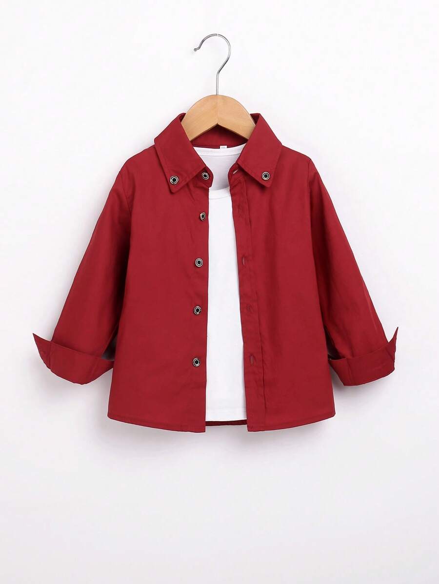 男小童前紐扣襯衫不帶T恤