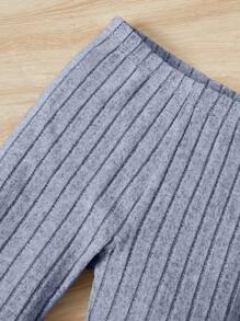 SHEIN Tween Girl Rib-knit Tank Top & Biker Shorts - Baby Blue - View 3