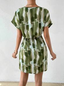 Chiquease In Bàn chải tay cánh Nút ven Váy quấn - màu xanh lá - Xem 5