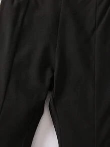 SHEIN Tween Girl Chain Detail Flare Leg Trousers - Black - View 4