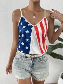 SHEIN LUNE 美式印花吊帶上衣 - 白色 - 查看 2