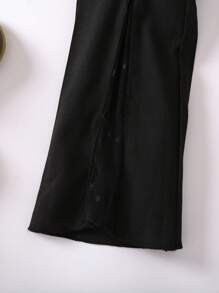 SHEIN Tween Girl Chain Detail Flare Leg Trousers - Black - View 5