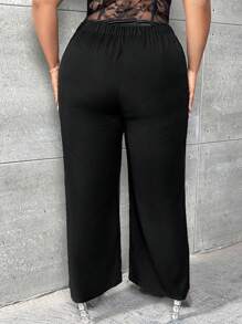 SHEIN SXY Plus Straight Leg Pants - Black - View 2