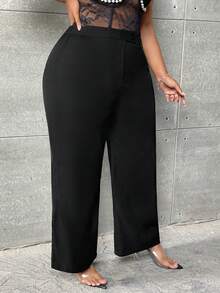 SHEIN SXY Plus Straight Leg Pants - Black - View 4