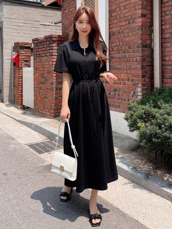 DAZY 無地柄 パフスリーブ ドレス | SHEIN JAPAN