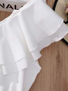 SHEIN Teen Girl Ruffle Layer Trim Belted Dress