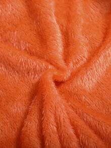 SHEIN 男小童休閒寬鬆適合萬聖節骷髏圖案絨毛熊橘色內襯連帽夾克,秋季,冬天