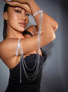 SHEIN SXY 鏈條鏈接身體鏈 - 銀色 - 查看 3