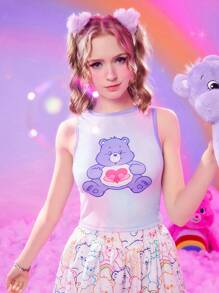 ROMWE X Care Bears Nhuộm buộc Đồ họa Hoạt hình Tương phản ràng buộc Áo ba lỗ - Nhiều màu - Xem 5