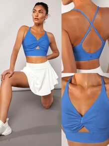 GLOWMODE FeatherFit™ Xoắn Nút Không lưng Bras thể thao Hỗ trợ ánh sáng - Màu xanh lam - Xem 6