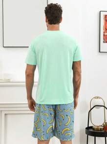 Hombres Conjunto de pijama con dibujos animados con estampado de plátano - Multicolor - Ver 2