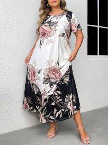 EMERY ROSE Plus Floral Print Dress, Summer - Multicolor - View 4